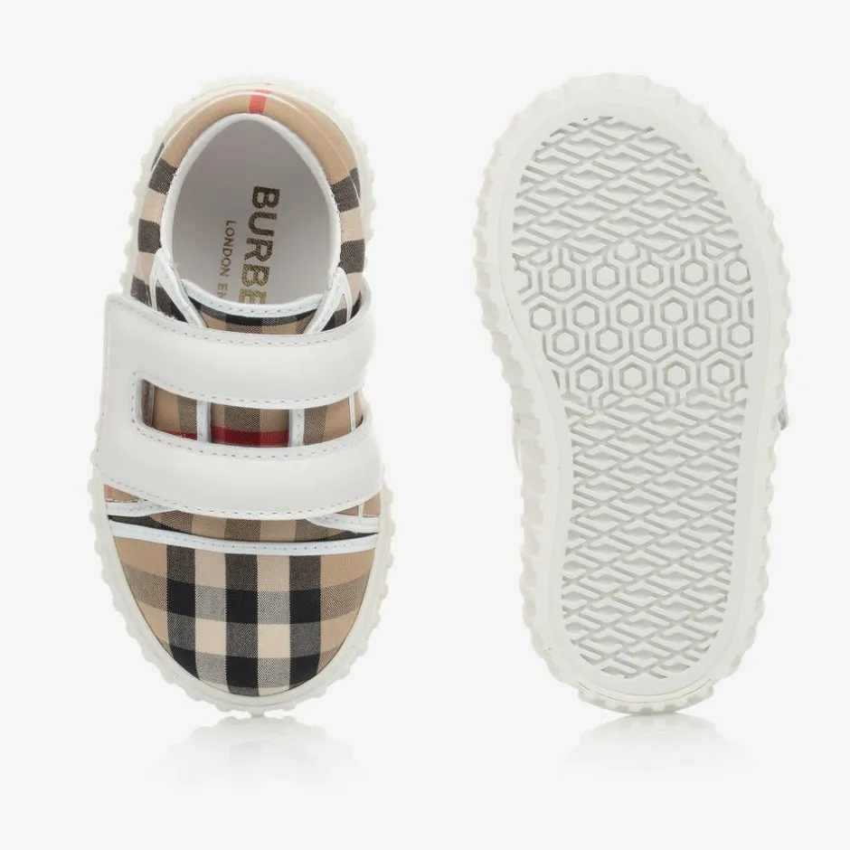 Burberry Baby Beige Check Trainers Discount