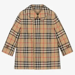 Burberry Baby Boys Beige Check Reversible Car Coat Clearance