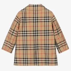 Burberry Baby Boys Beige Check Reversible Car Coat Clearance