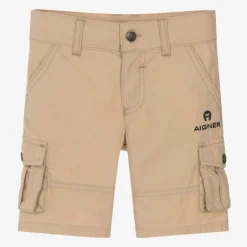 AIGNER Baby Boys Beige Cotton Cargo Shorts