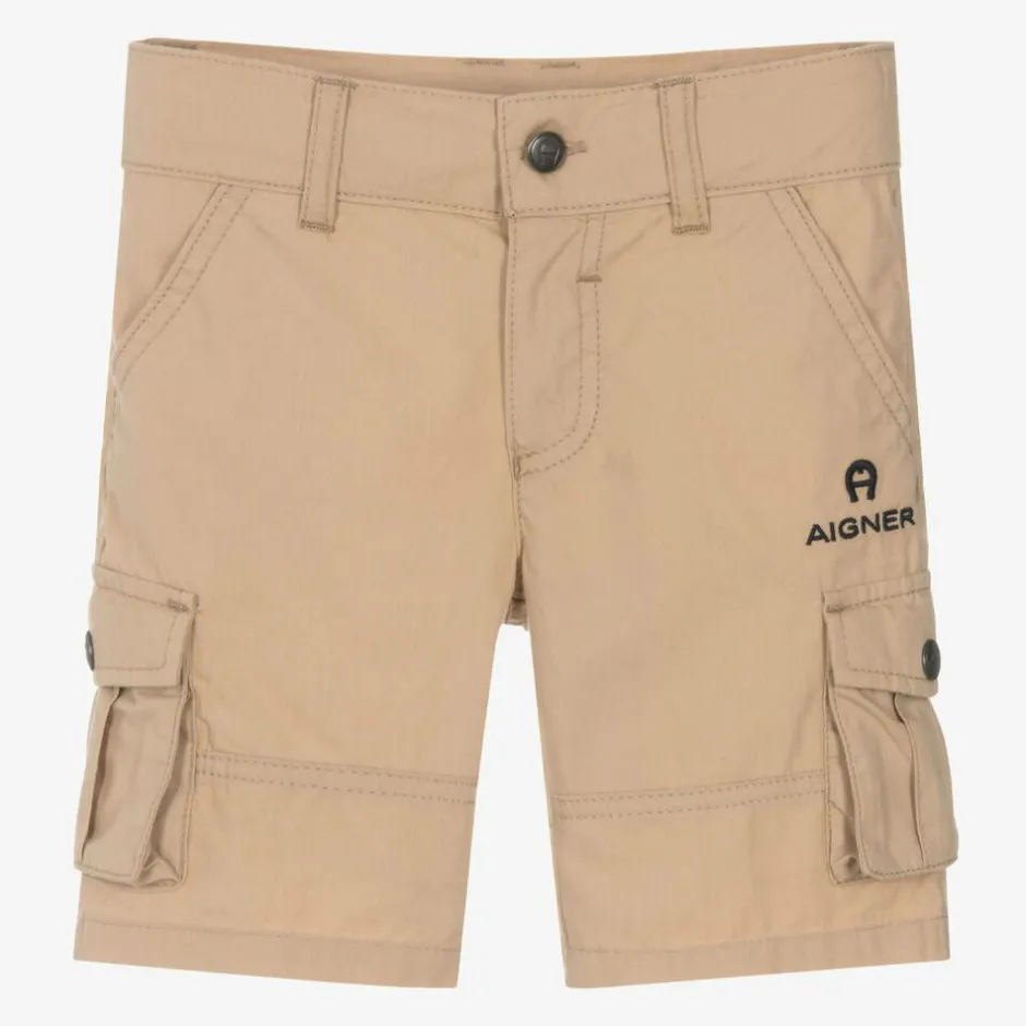 AIGNER Baby Boys Beige Cotton Cargo Shorts