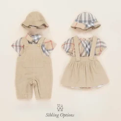 Burberry Baby Boys Beige Cotton Dungaree Set PaleStone Sale