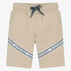 AIGNER Baby Boys Beige Cotton Logo Tape Shorts Clearance