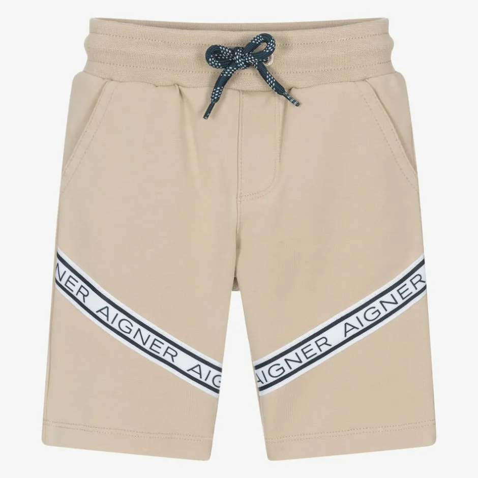 AIGNER Baby Boys Beige Cotton Logo Tape Shorts Clearance