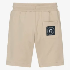 AIGNER Baby Boys Beige Cotton Logo Tape Shorts Clearance