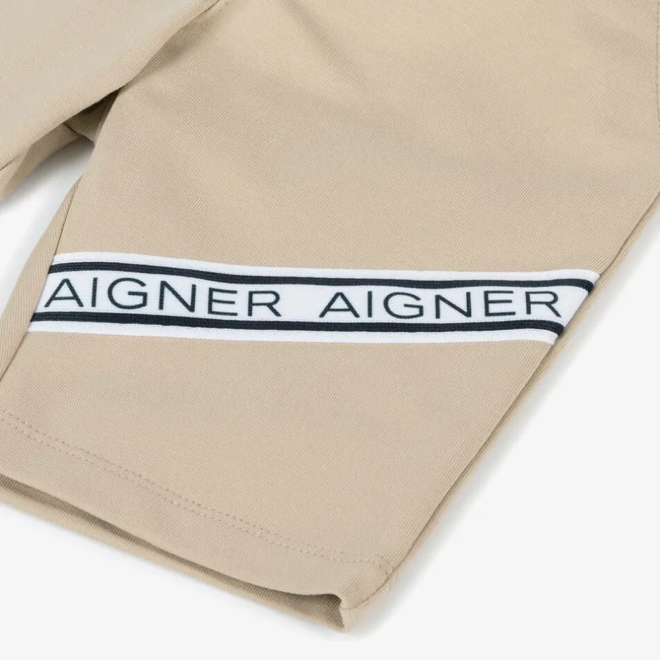 AIGNER Baby Boys Beige Cotton Logo Tape Shorts Clearance