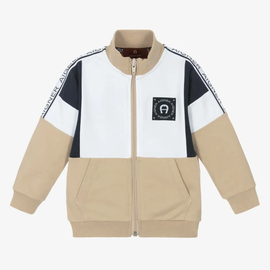AIGNER Baby Boys Beige Cotton Zip-Up Top Best