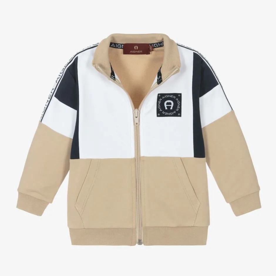 AIGNER Baby Boys Beige Cotton Zip-Up Top Best
