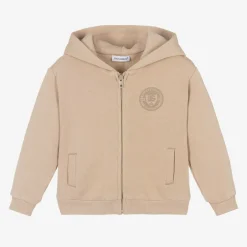 Dolce amp; Gabbana Baby Boys Beige Cotton Zip-Up Top New