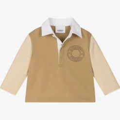 Burberry Baby Boys Beige Logo Top New