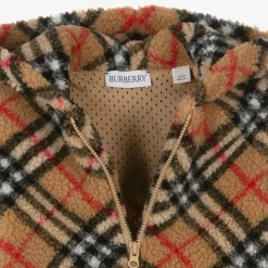 Burberry Baby Boys Beige Vintage Check Zip-Up Hoodie Outlet