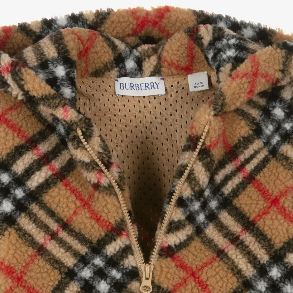 Burberry Baby Boys Beige Vintage Check Zip-Up Hoodie Outlet