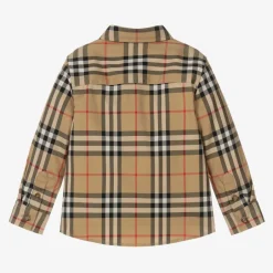 Burberry Baby Boys Beige Vintage Check Cotton Shirt New
