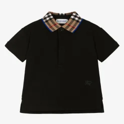 Burberry Baby Boys Black Check Polo Shirt
