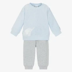 Tutto Piccolo Baby Boys Blue & Grey Elephant Tracksuit Discount