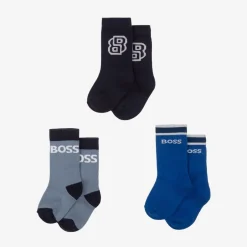 BOSS Baby Boys Blue Ankle Socks (3 Pack) Outlet