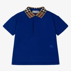 Burberry Baby Boys Blue Check Polo Shirt Outlet