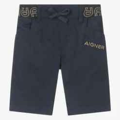 AIGNER Baby Boys Blue Cotton Bermuda Shorts Online