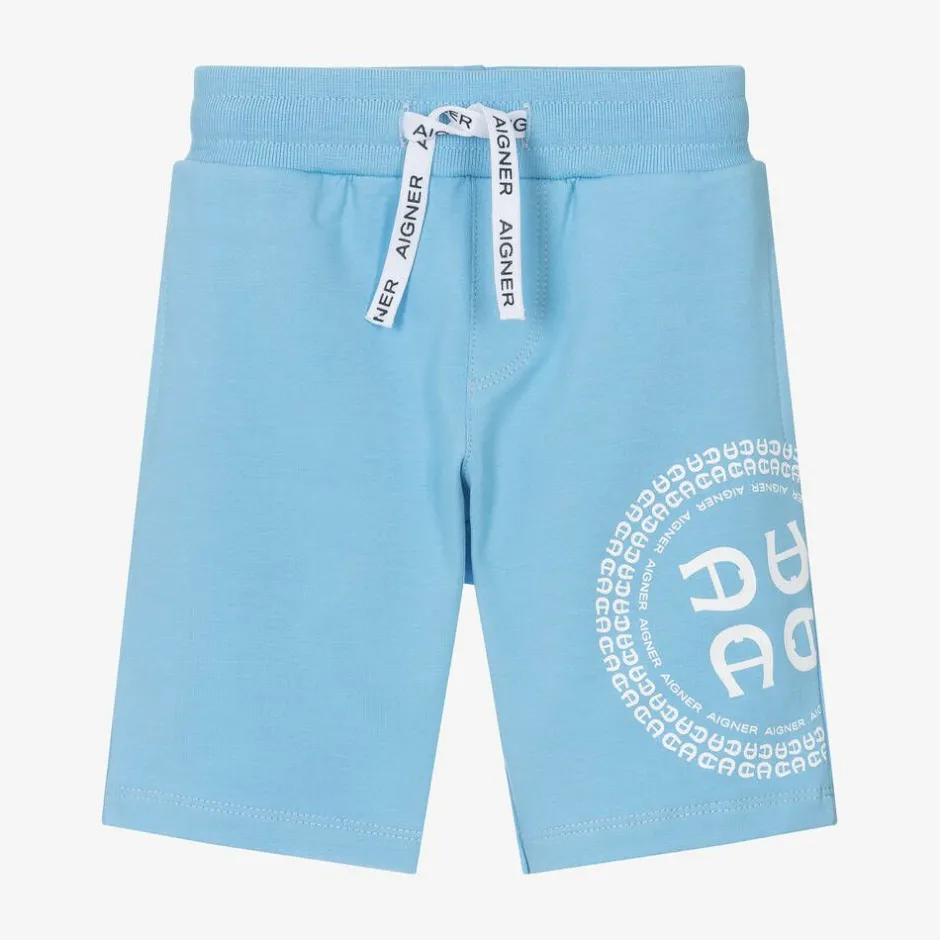 AIGNER Baby Boys Blue Cotton Jersey Shorts Online
