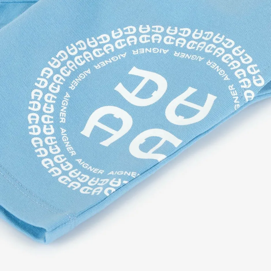 AIGNER Baby Boys Blue Cotton Jersey Shorts Online