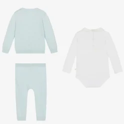 Marie-Chantal Baby Boys Blue Cotton Knit Trouser Set