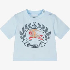 Burberry Baby Boys Blue Cotton Logo T-Shirt