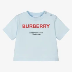 Burberry Baby Boys Blue Cotton Logo T-Shirt Hot