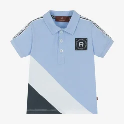 AIGNER Baby Boys Blue Cotton Polo Shirt Hot