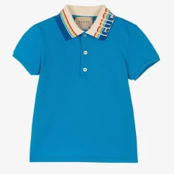 Gucci Baby Boys Blue Cotton Polo Shirt Hot