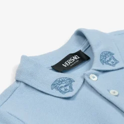 Versace Baby Boys Blue Cotton Polo Shirt Outlet