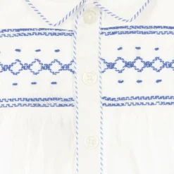 Rachel Riley Baby Boys Blue Cotton Smocked Buster Suit Online
