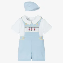 Beau KiD Baby Boys Blue Cotton Smocked Shorts Set Online