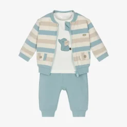 Mayoral Newborn Baby Boys Blue Cotton Tracksuit Set Clearance