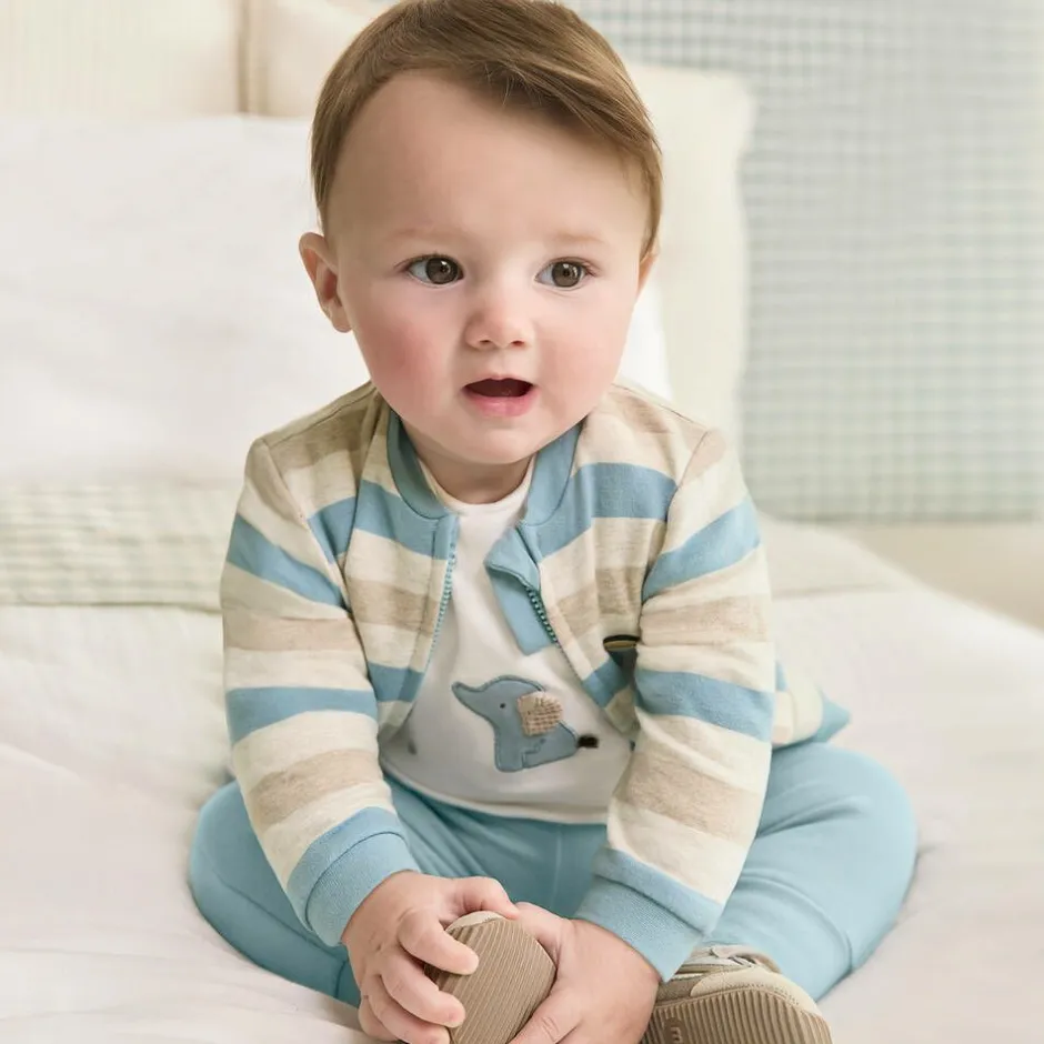 Mayoral Newborn Baby Boys Blue Cotton Tracksuit Set Clearance