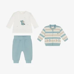 Mayoral Newborn Baby Boys Blue Cotton Tracksuit Set Clearance