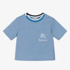 Burberry Baby Boys Blue Cotton T-Shirt Best