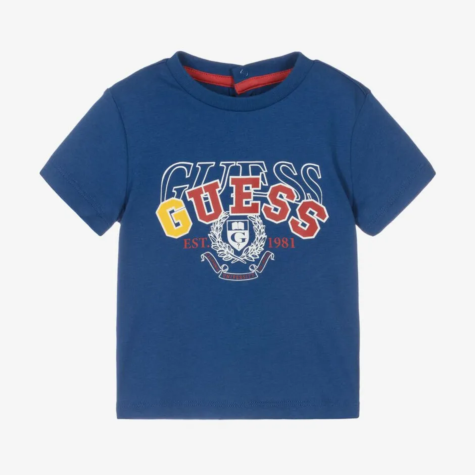 Guess Baby Boys Blue Cotton T-Shirt Outlet