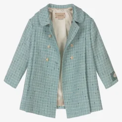 Gucci Baby Boys Blue Damier Wool Check Coat Hot