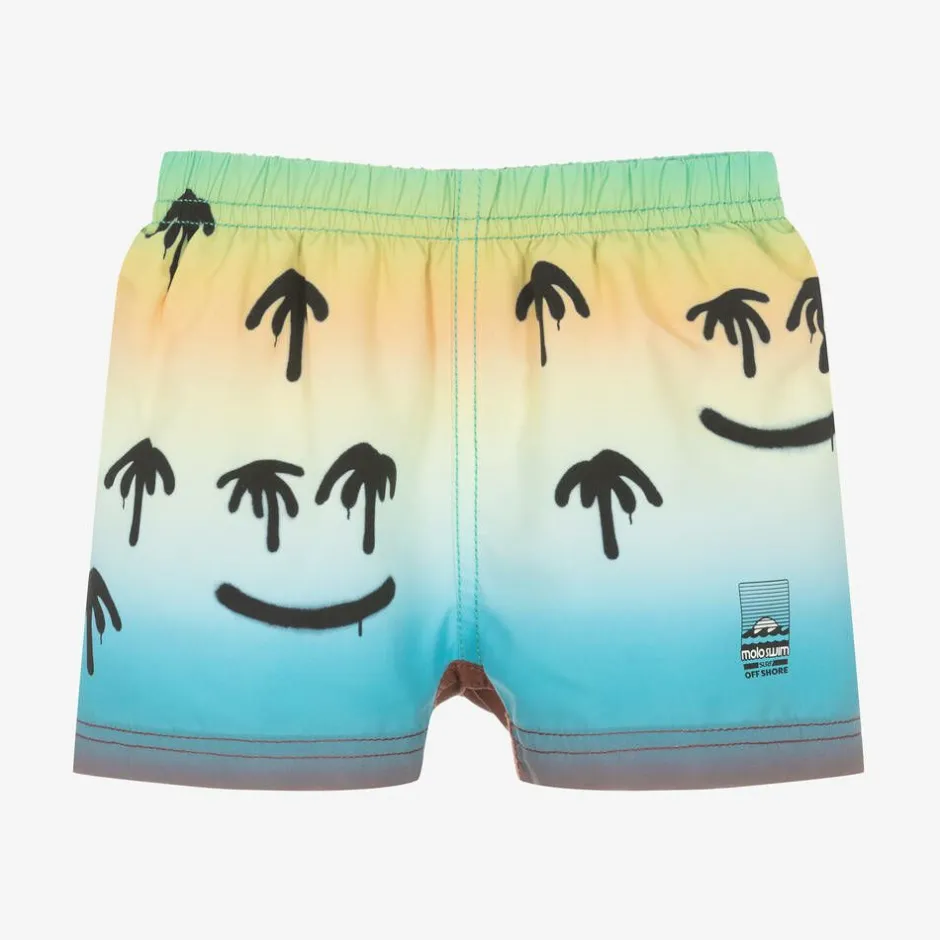 Molo Baby Boys Blue Happy Palm Swim Shorts (UPF50+) Clearance