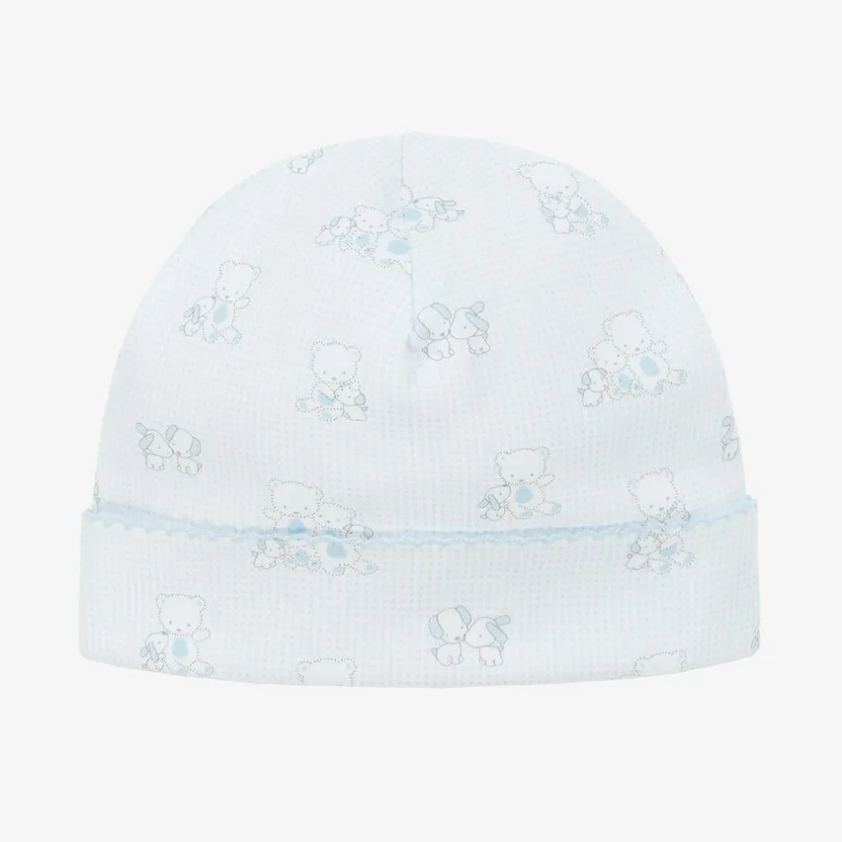 Kissy Kissy Baby Boys Blue Pima Cotton Beary Besties Hat Hot