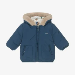 Mayoral Newborn Baby Boys Blue Reversible Coat Discount