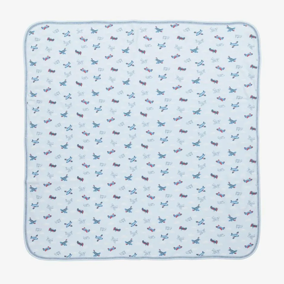 Kissy Kissy Baby Boys Blue Sky-High Planes Blanket (73cm)
