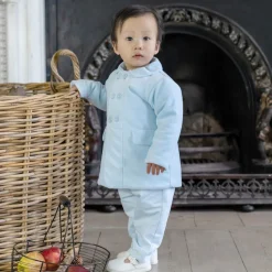 Emile et Rose Baby Boys Blue Velour Coat Online