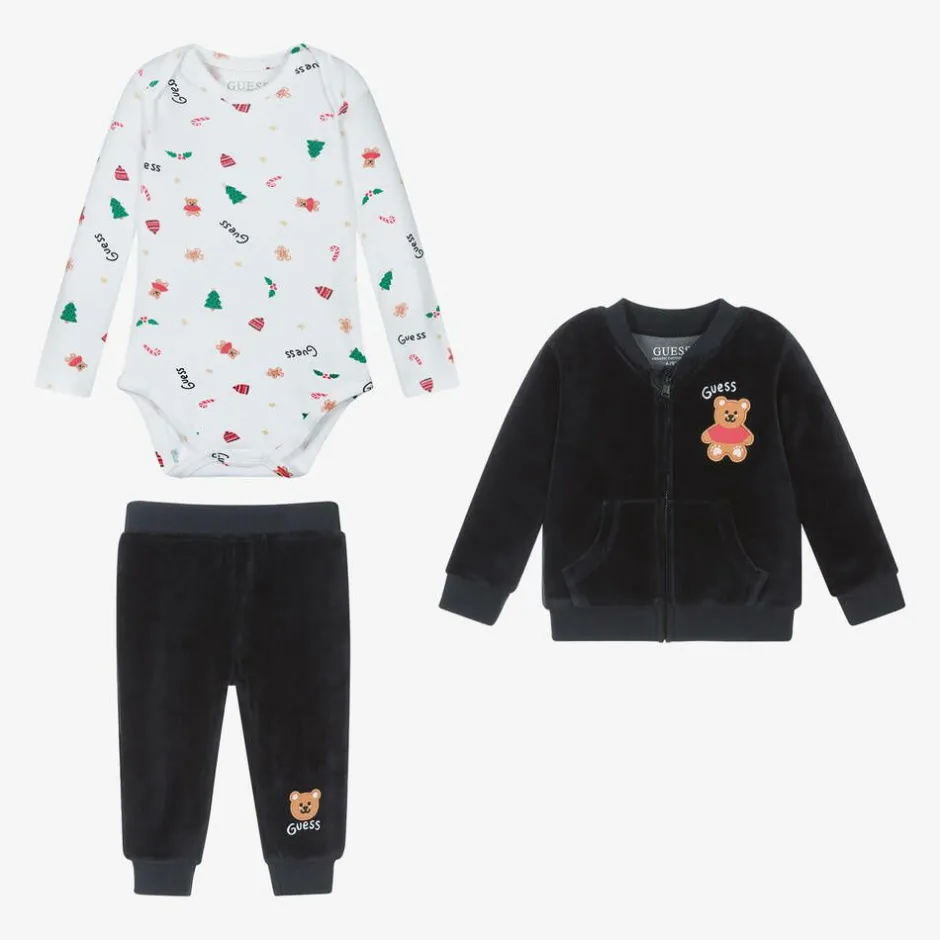 Guess Baby Boys Blue Velour Tracksuit Set Hot