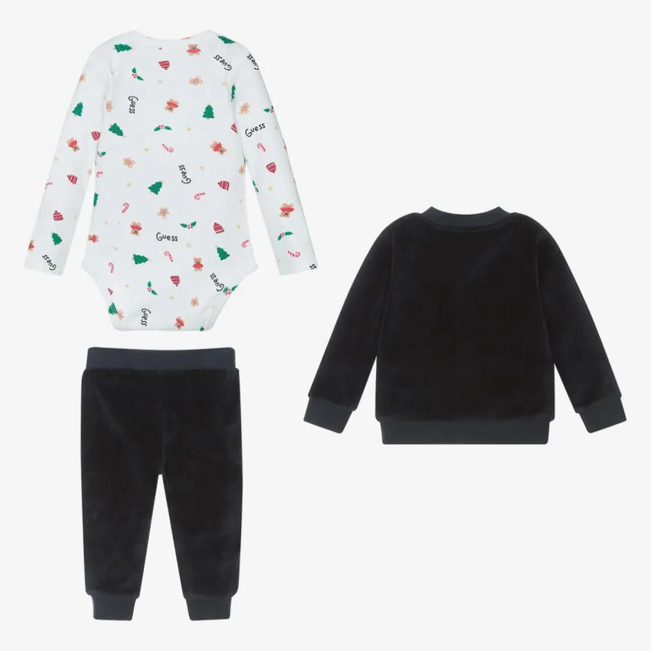 Guess Baby Boys Blue Velour Tracksuit Set Hot