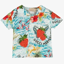 Gucci Baby Boys Blue Viscose Shirt Hot