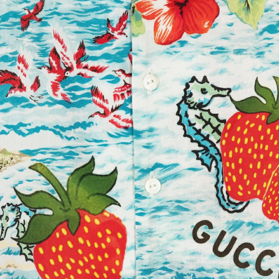 Gucci Baby Boys Blue Viscose Shirt Hot