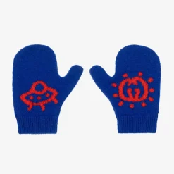 Gucci Baby Boys Blue Wool Mittens Sale