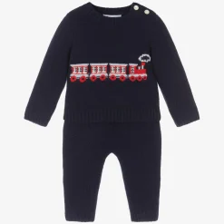 Beatrice amp; George Baby Boys Blue Wool Train Trouser Set Discount
