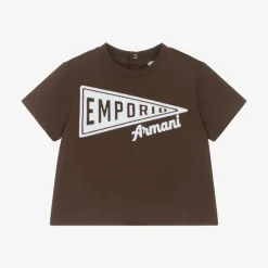 Emporio Armani Baby Boys Brown Cotton Pennant T-Shirt Online
